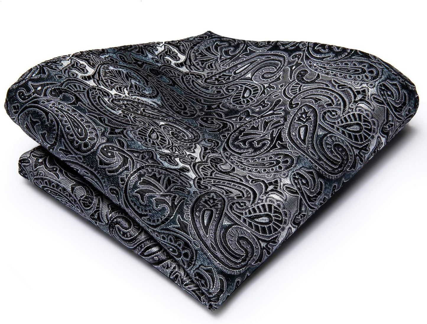 Hi-Tie Men 63inches Tie Set Extra Long Necktie Paisley Tie Pocket Suqare Cufflinks Big and Tall Men Tie