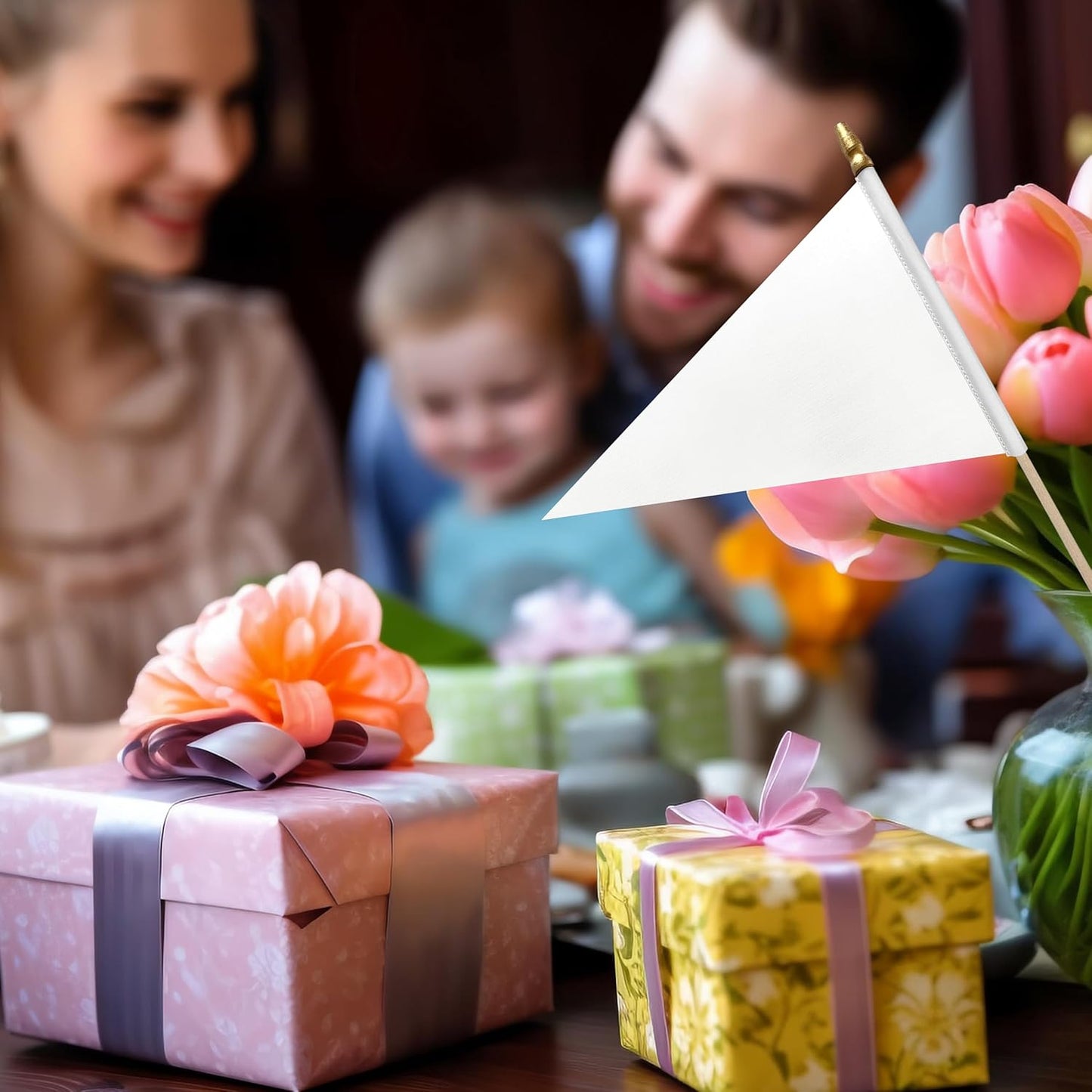 20 Pack Solid Color White Blank Pennant Flags on Wood Stick Small Mini Plain DIY Graffiti Flags,Decorations for Parades,Grand Opening,Kids Birthday,Sports Clubs,5x8 Inch