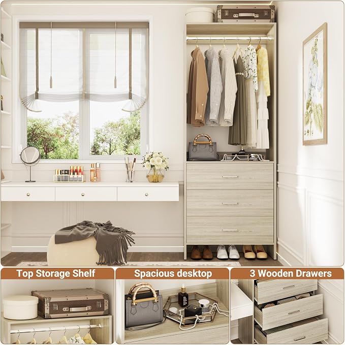 Aheaplus Closet System Closet Organizer, Wood Closet Organizer System, Walk-in - Image 7