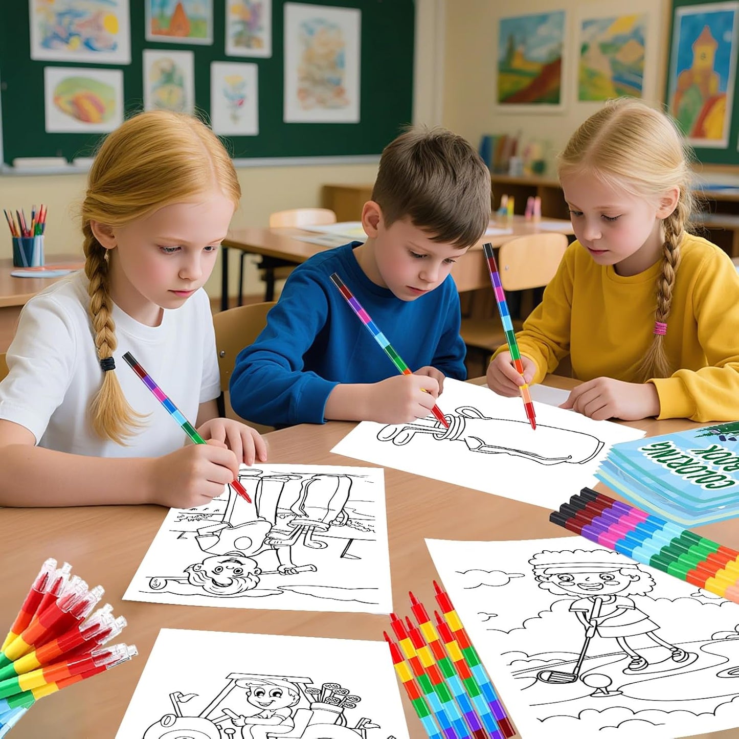 24Pcs Golf Coloring Books for Kids Golf Ball Sports Party Favors Activity Books Bulk with Pens for Boys Birthday Party Goodie Bag Stuffers Gift Classroom Reward