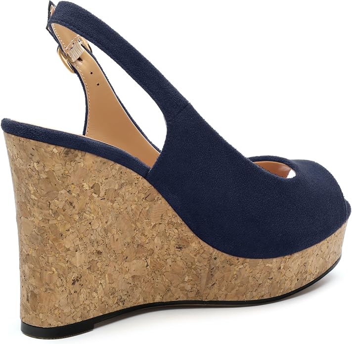 Womens Wedge Platform Sandals Peep Open Toe Slingback Buckle High Heel Dress - Image 5
