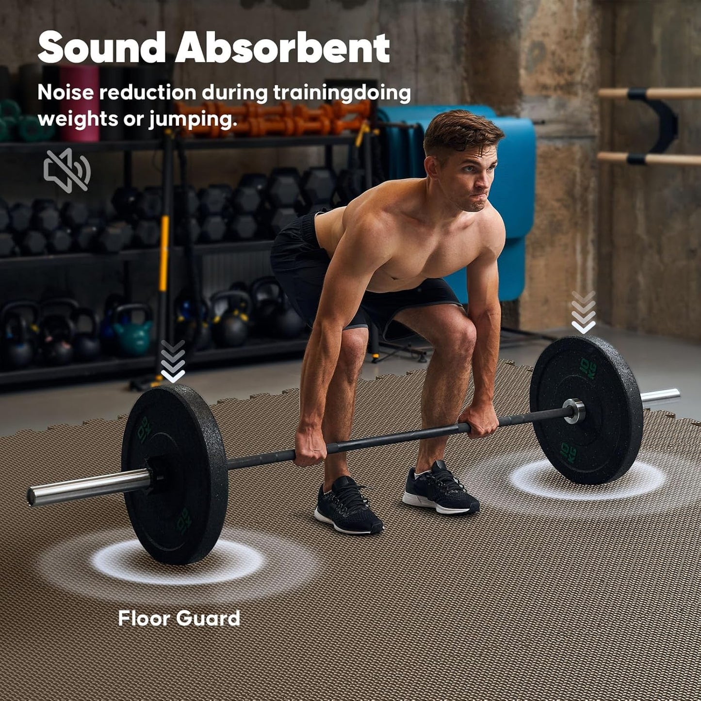 Home Gym Mat, Puzzle Exercise Mat, EVA Interlocking Foam Floor Tiles for Home Workout Equipment and Kids' Play Areas - Blue, 24 in x 24 in x ½ in - (Brown, 12 Pack (48 SQ FT))