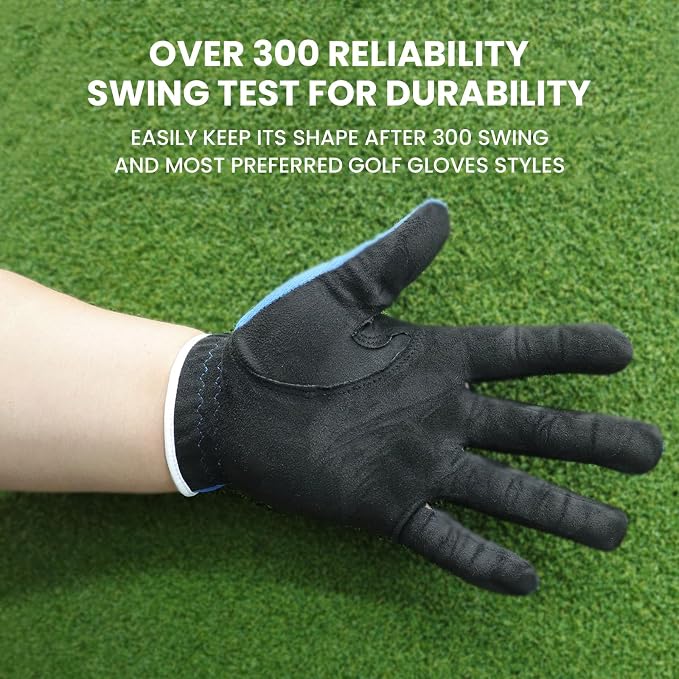 FINGER TEN Men's Golf Gloves for Right Left Handed Golfer Rain Grip Value 2 Pack - Image 7