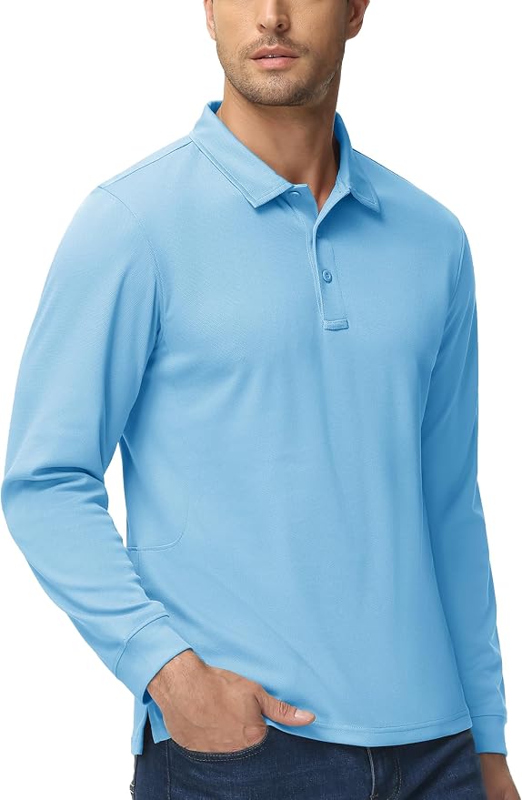 MAGCOMSEN Men's Polo Shirts 3 Button Quick Dry Performance Long Sleeve Tactical - Image 6