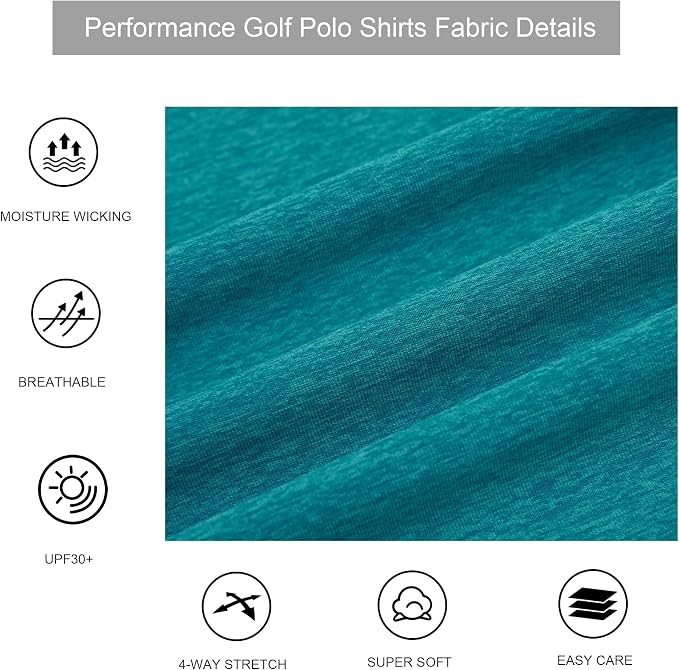 Alex Vando Mens Golf Shirt Moisture Wicking Quick-Dry Short Sleeve Casual Polo - Image 5