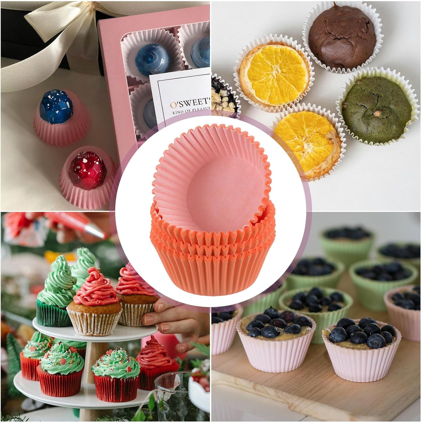 HARFINGTON 100 Count Cupcake Liners Orange Cupcake Cups Standard Size Muffins Liners Papers Baking Cups Wrappers Greaseproof for Party Wedding Birthday