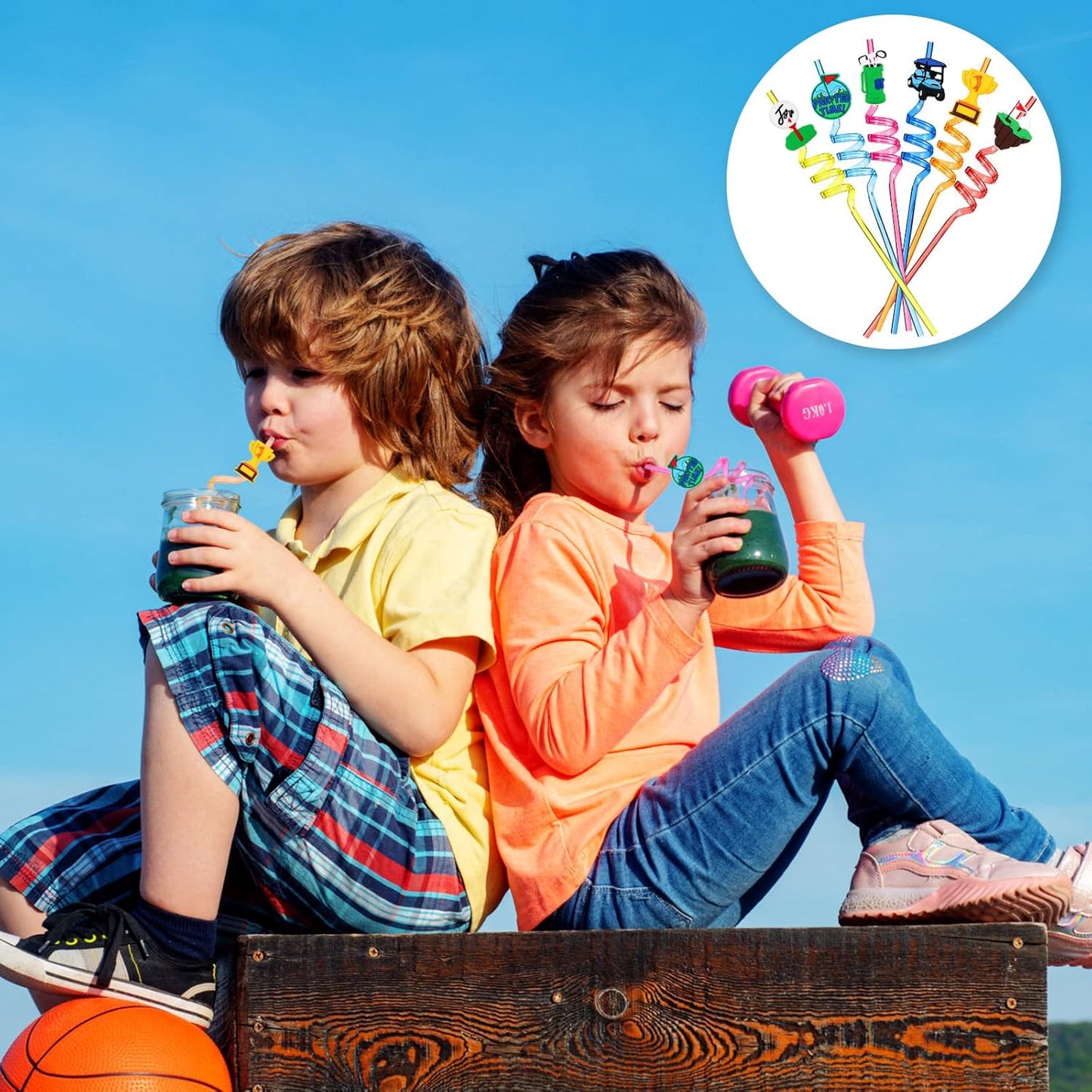 24 Pack Golf Party Decorations Favors Straws Golf Theme Birthday Party Supplies Par Tee Fore Time Decorative PET Drinking Straws Sports Themed Party Decorations for Kids Boys Baby Shower Retirement