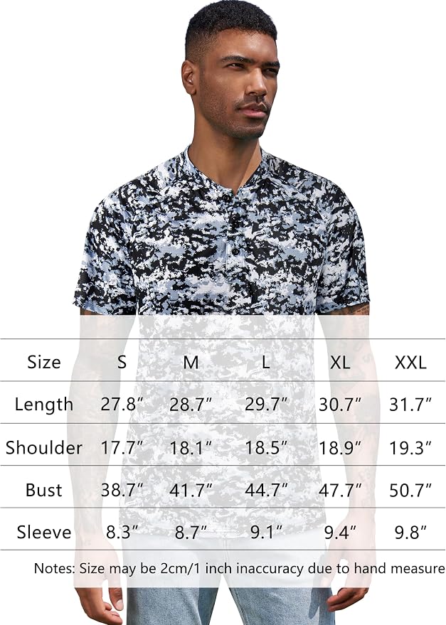 TAPULCO Mens Collarless Golf Shirts Short Sleeve Dry Fit Stretch Casual - Image 7