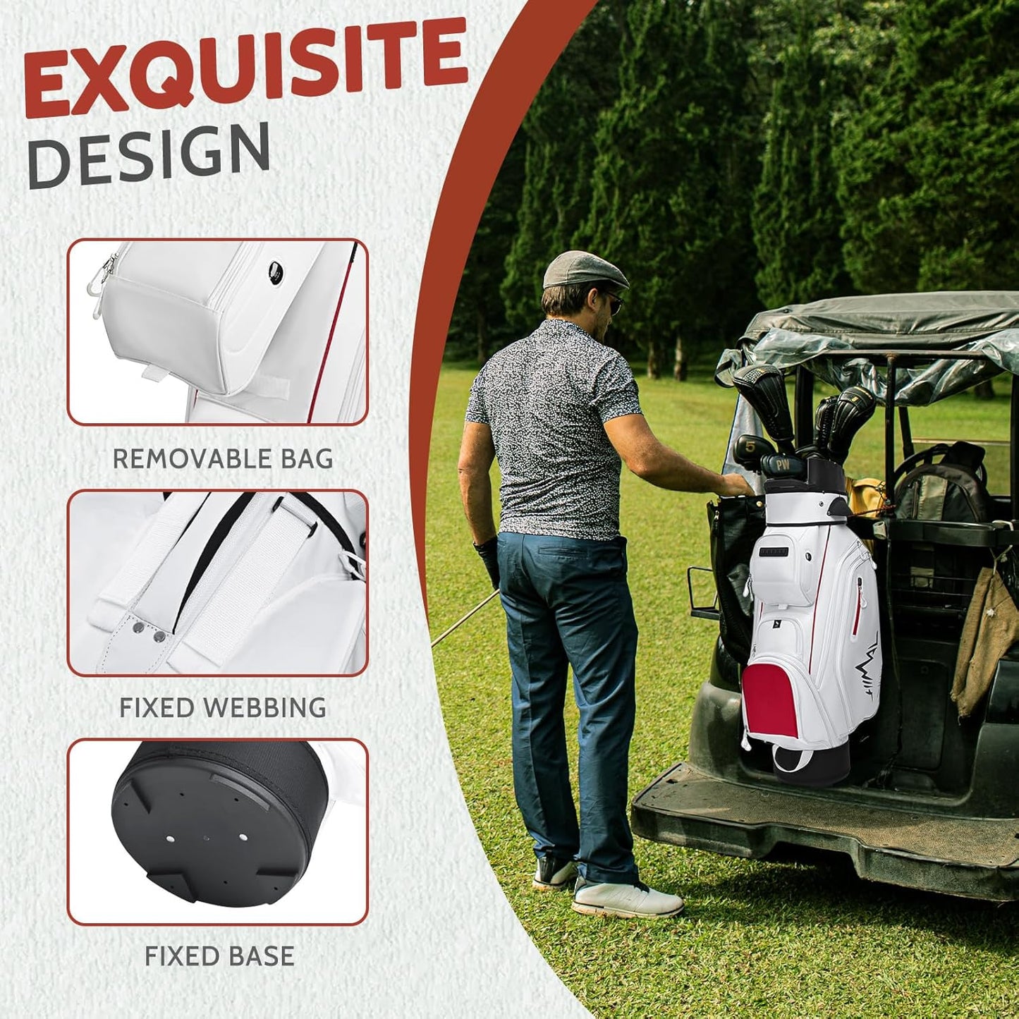 14-Way Golf Cart Bag Pro with Full Length Divider Top, Golf Bag for Men with Handles and Rain Cover