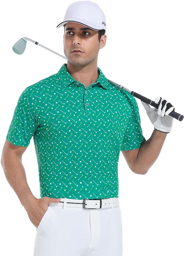 Esabel.C Golf Shirts for Men Dry Fit Performance Short Sleeve Print Moisture - Image 5