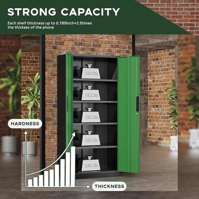 Greenvelly Metal Garage Storage Cabinet, Tall Cabinets - Image 7