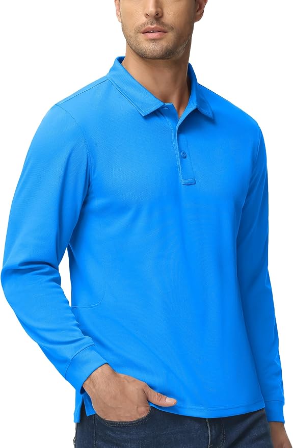 MAGCOMSEN Men's Polo Shirts 3 Button Quick Dry Performance Long Sleeve Tactical - Image 6
