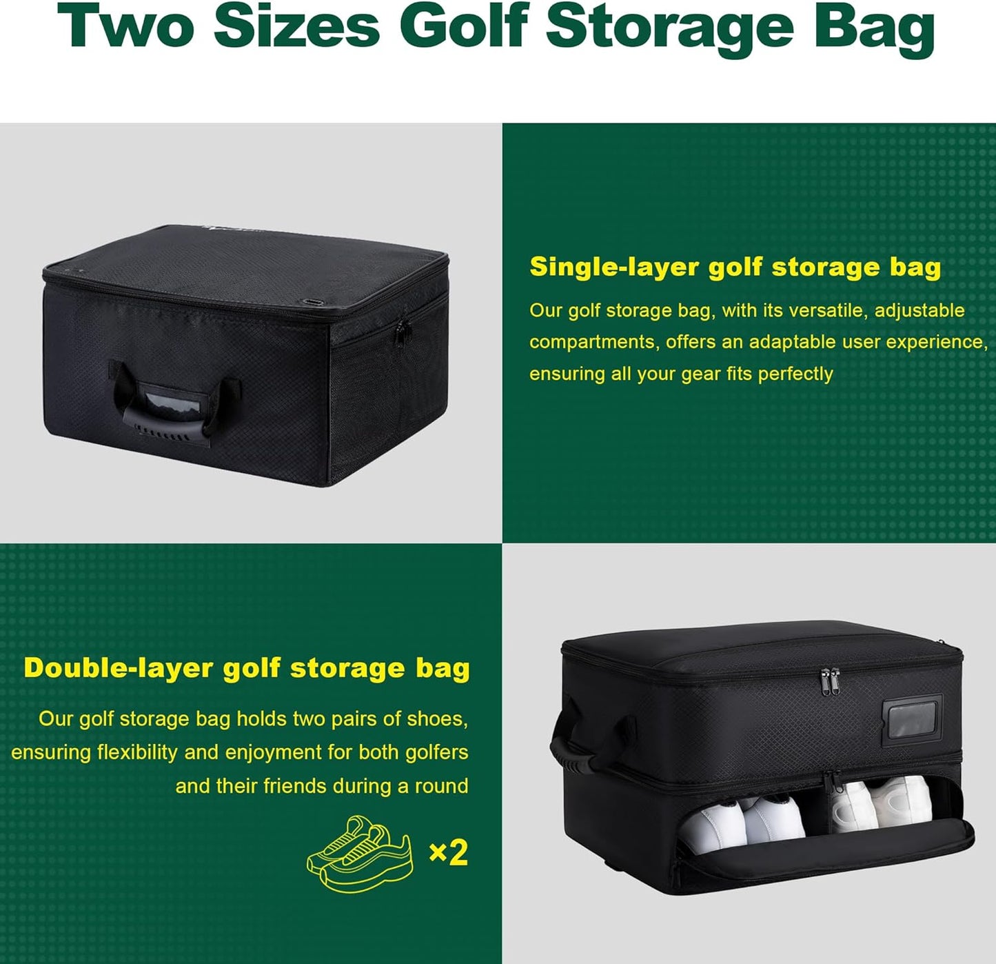 HIMAL HIMAL 2 Layer Golf Trunk Organizer, Golf Gifts for Men with Separate Ventilated Compartment, 2-Pair Capacity, Waterproof SUV Car Locker for Balls, Tees, Clothes, Gloves, Accessories, Golfer Gift