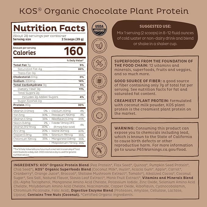 KOS Vegan Protein Powder Erythritol Free, Chocolate - Image 9