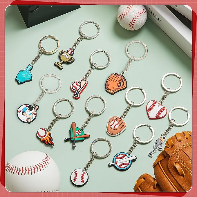 Batiyeer 72 Pack Baseball Keychains Bulk Party Favors Sports Ball Key Chains - Image 7