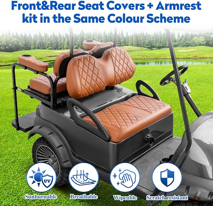 NOKINS Golf Cart Seat Covers for Club Car Precedent, Vinyl Front&Rear Seat Cover - Image 9