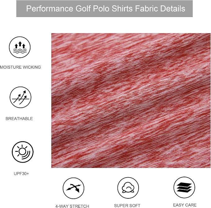 Alex Vando Mens Golf Shirt Moisture Wicking Quick-Dry Short Sleeve Casual Polo - Image 5