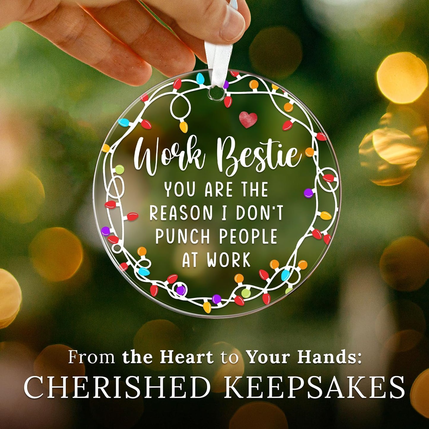 HEXMOZ Work Besties Gifts for Women, Work Friends - Coworker Ornament - Christmas Coworkers Gifts, White Elephant, Secret Santa Office Ideas for Work Friends - Acrylic Ornament 2025