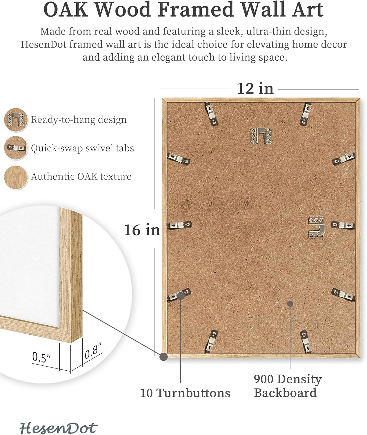 HesenDot Natural OAK Wood Framed Hawaiian Archipelago Wall Art,12x16in Kauai Quality Canvas Wall Print,Classic Urban Landmark Wall Decor for Living Room,Bedroom,Office Gallery Set of 1