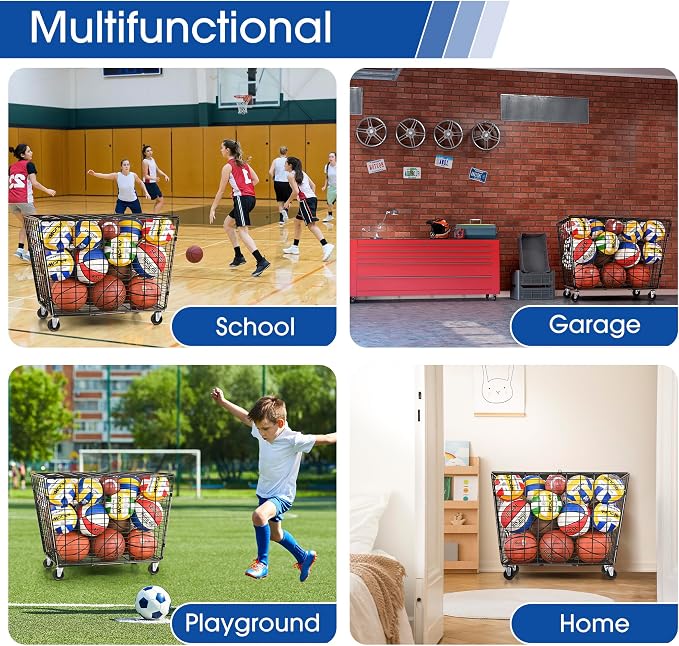 Mythinglogic Rolling Ball Storage Cart, Sports Equipment Storage Organizer - Image 7