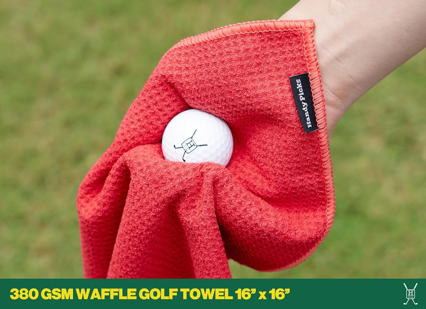 Handy Picks Golf Club Cleaner with Water Bottle Holds 5.5 OZ, Heavy Duty Metal Retractable Magnetic Clip, Waffle Microfiber Golf Towel, Ideal Water Brush Combo