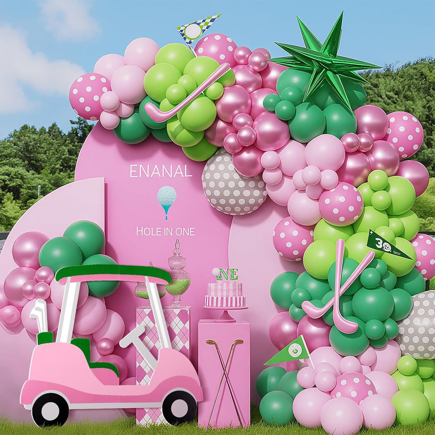 Janlaugh Golf Cart Cutout Props Golf Cart Decoration Backdrop Photo Booth Props Stand in Cardboard Fun Sports Photo Background for Baby Shower Birthday Decor First Birthday Gender Reveal Party Supply