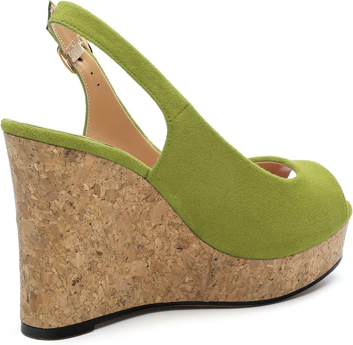 Womens Wedge Platform Sandals Peep Open Toe Slingback Buckle High Heel Dress - Image 5