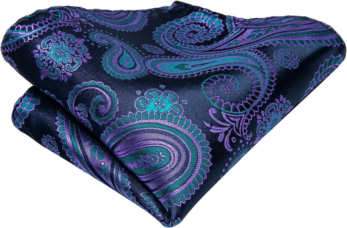 Hi-Tie Men 63inches Tie Set Extra Long Necktie Paisley Tie Pocket Suqare Cufflinks Big and Tall Men Tie