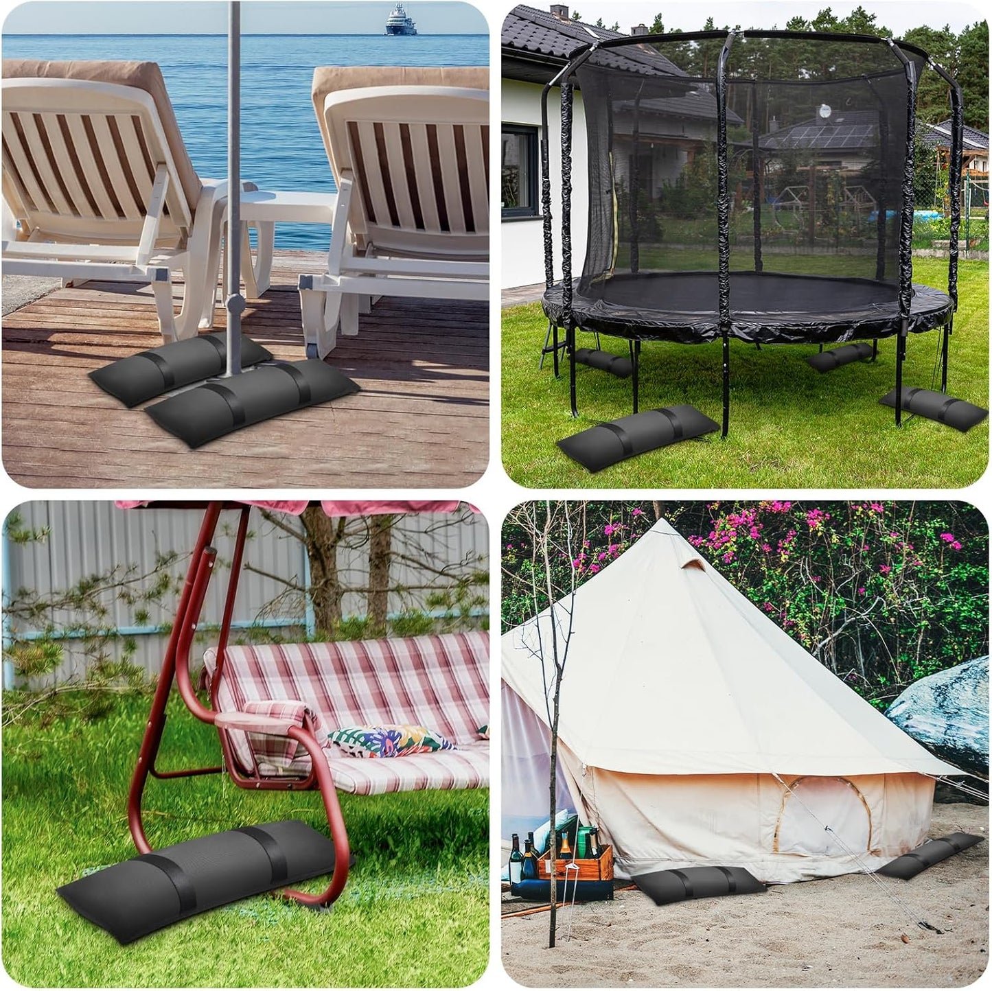 200 LBS Umbrella Base Weights Sandbags, 4 Packs Sand Bags for Weight, Weatherproof Fillable Heavy Duty Weight Sandbag for Outdoor Furniture Backyard Umbrella Garden Trampoline Poolside Accessories
