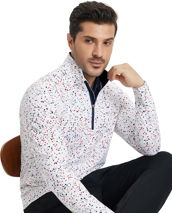 M MAELREG Quarter Zip Golf Pullover Men Dry Fit Long Sleeve Performance Wicking - Image 6