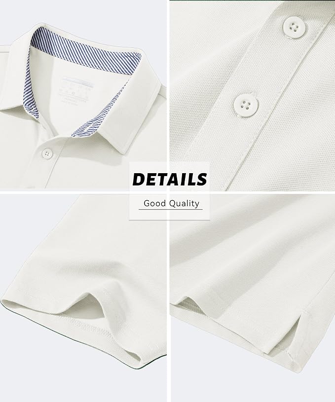MAGCOMSEN Men's Polo Shirts Short Sleeve Cotton Pique 3 Button Classic Fit - Image 6