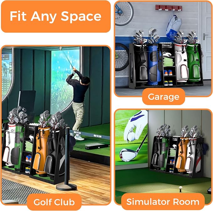 Wooden Golf Storage Organizer for Garage, Premium Golf Bag Holder Rack for - Image 7