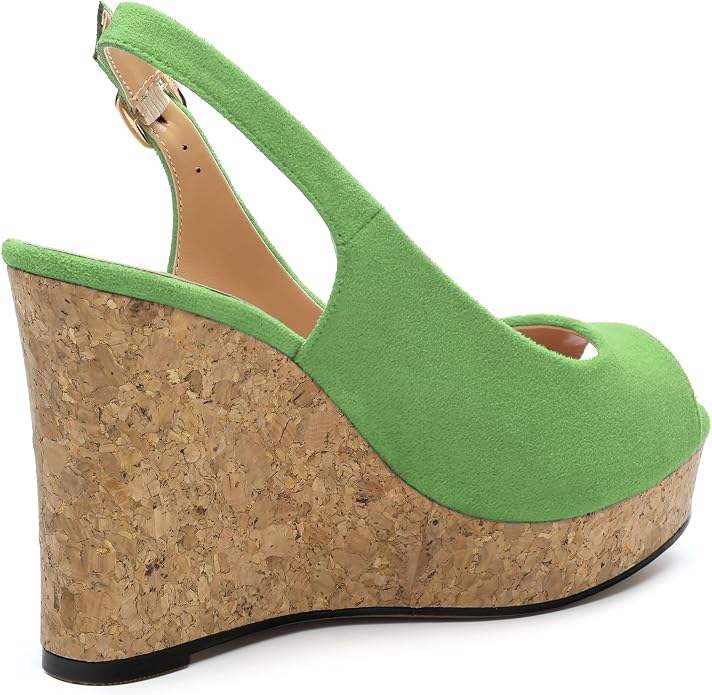 Womens Wedge Platform Sandals Peep Open Toe Slingback Buckle High Heel Dress - Image 5