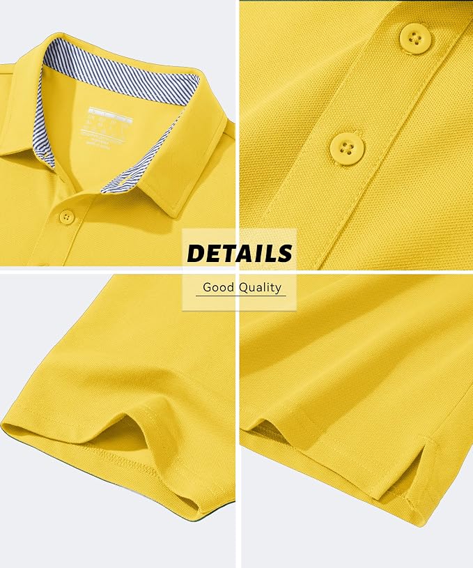 MAGCOMSEN Men's Polo Shirts Short Sleeve Cotton Pique 3 Button Classic Fit - Image 6