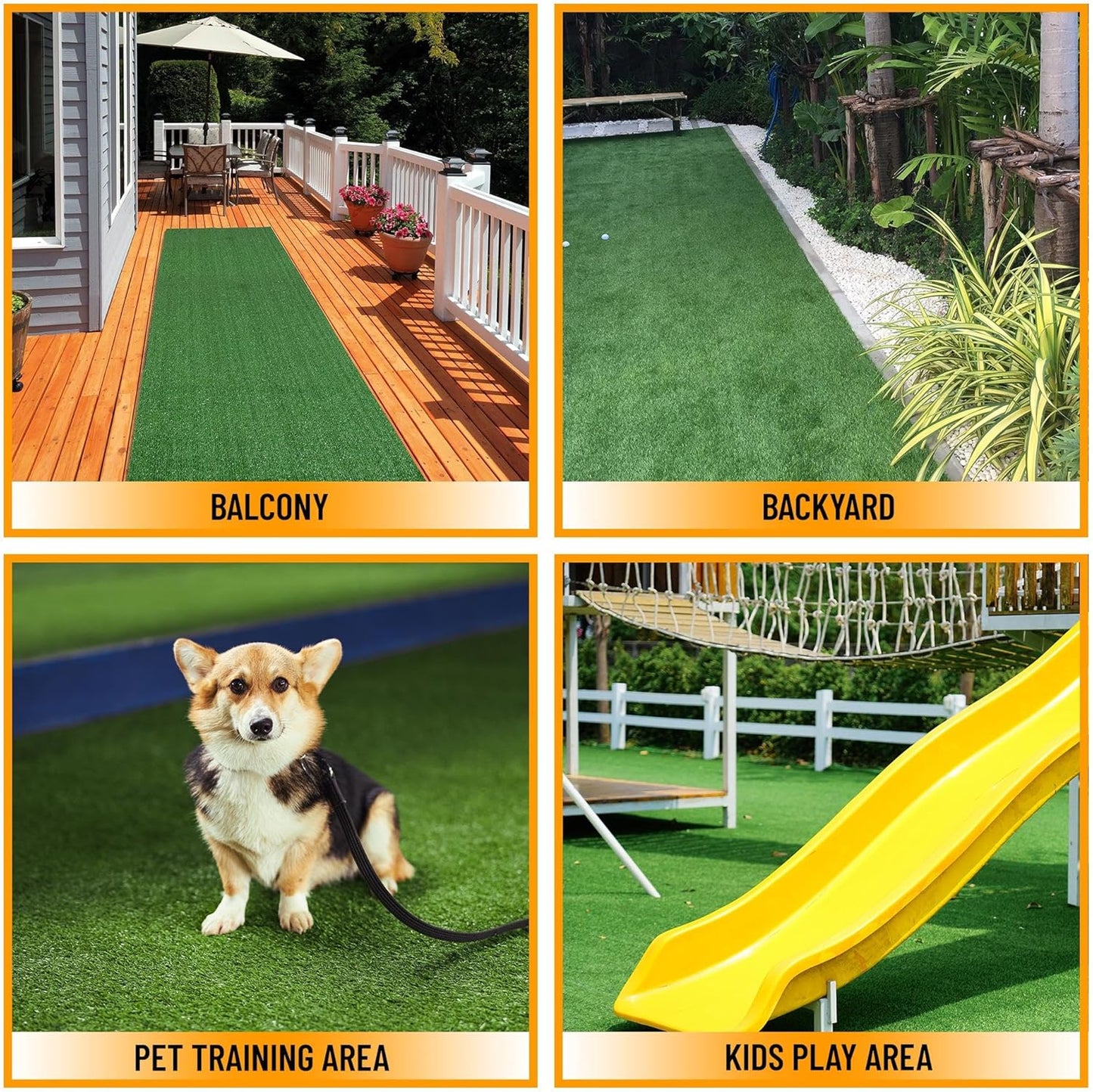 Ottomanson Artificial Grass Turf 2'7" x 36' Indoor Outdoor Faux Grass Rug with Drainage Holes, Customizable with Extra Long Size Options, Perfect for Patio Lawn Balcony Weddings Photoshoot Backdrop