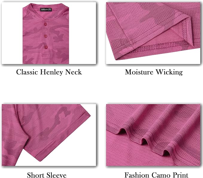 TAPULCO Mens Collarless Golf Shirts Short Sleeve Dry Fit Stretch Casual - Image 5