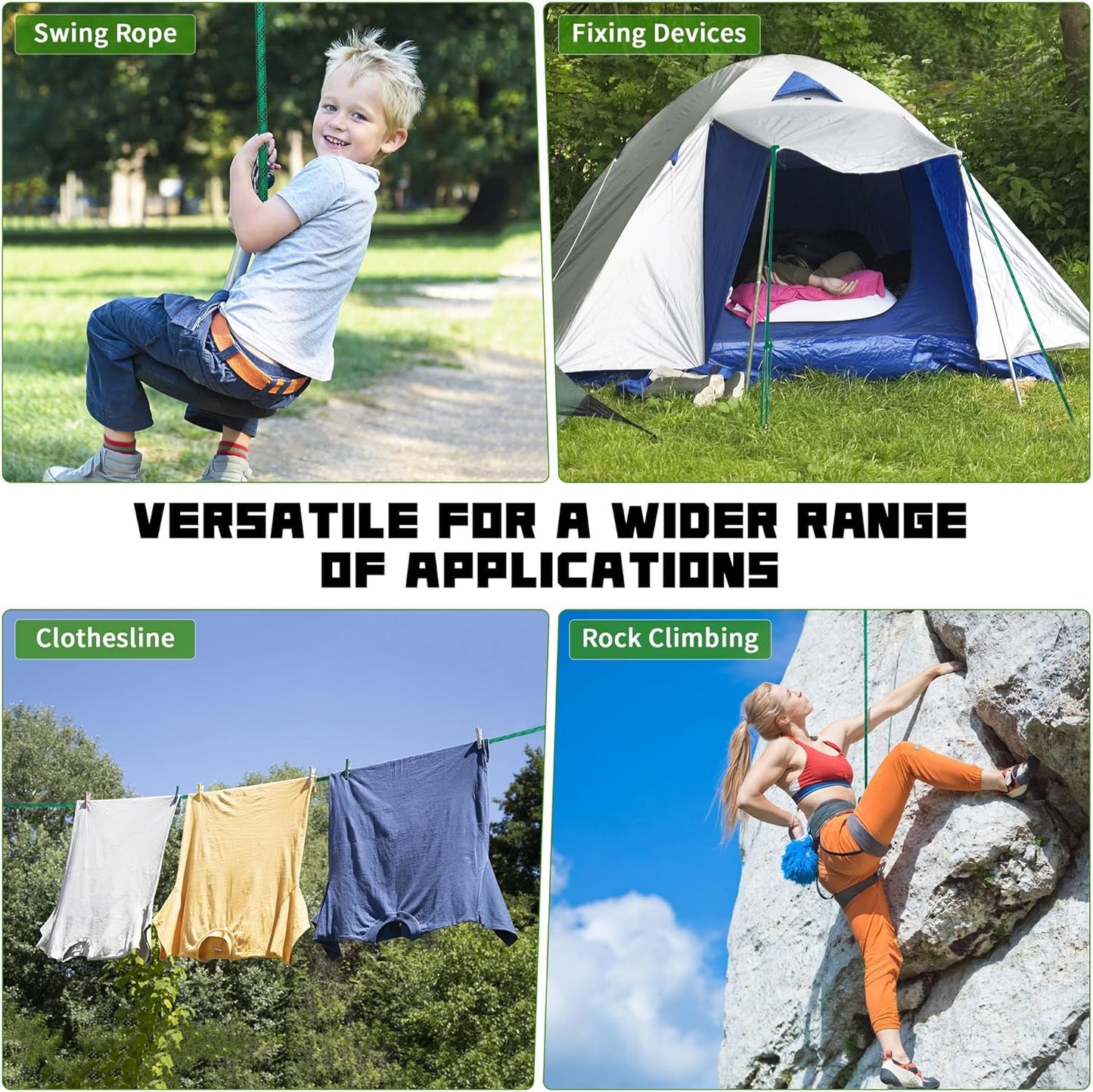 1/2 Inch 150ft Double Braided Polyester Arborist Rope, Heavy Duty Nylon Rope for Anchor, Tree Work, Cargo, Pulling, Sailing (Green)