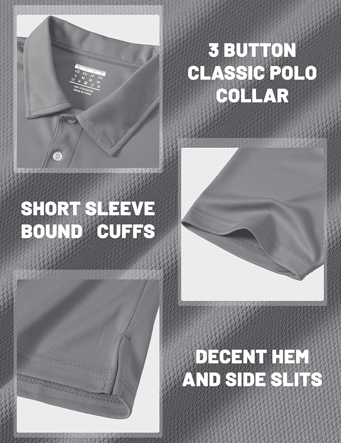 MAGCOMSEN Men's Polo Shirts 3 Buttons Casual Work T Shirts Quick Dry Short - Image 6