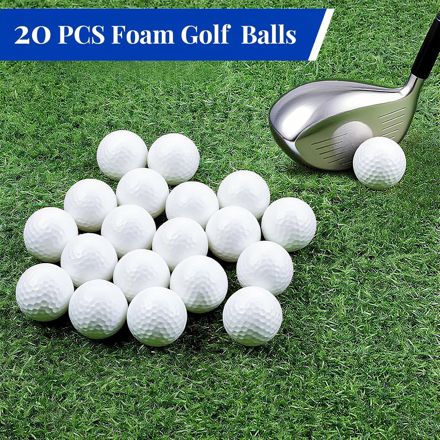 20 Pack Practice Golf Balls,41mm Foam Golf Balls,Limited Flight Design with Realistic Feel Durability,Perfect for Indoor or Outdoor Golf Training,Backyard Drills