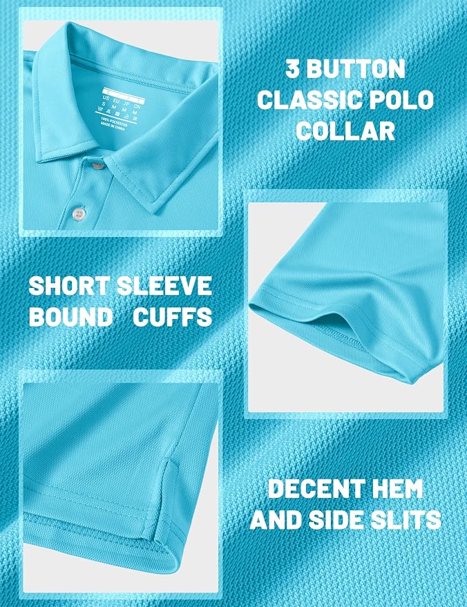 MAGCOMSEN Men's Polo Shirts 3 Buttons Casual Work T Shirts Quick Dry Short - Image 6