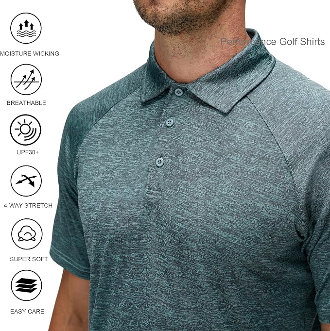 Alex Vando Mens Golf Shirt Moisture Wicking Quick-Dry Short Sleeve Casual Polo - Image 4