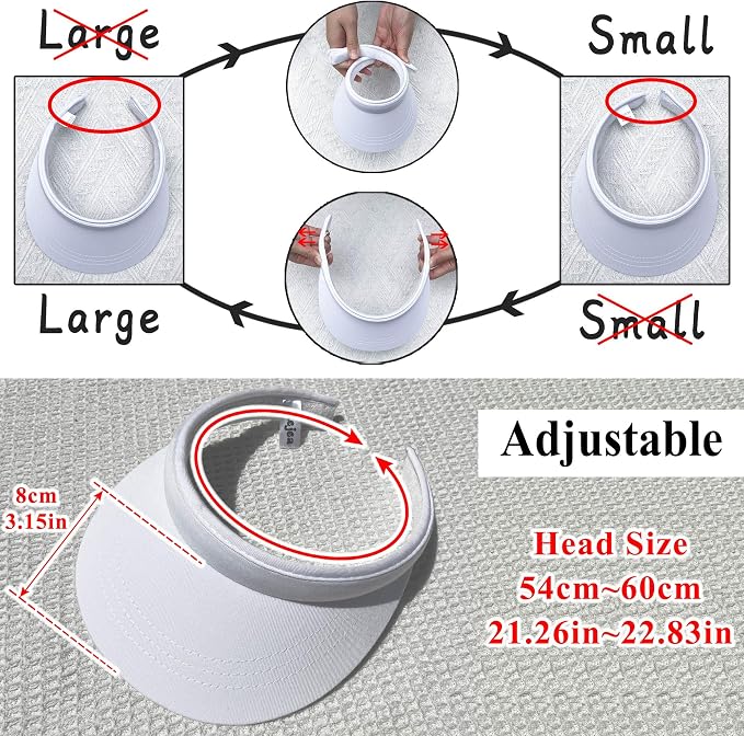 3 Pack Sports Sun Visor Hat Women Men Adjustable Clip On Visors Outdoor Golf - Image 6