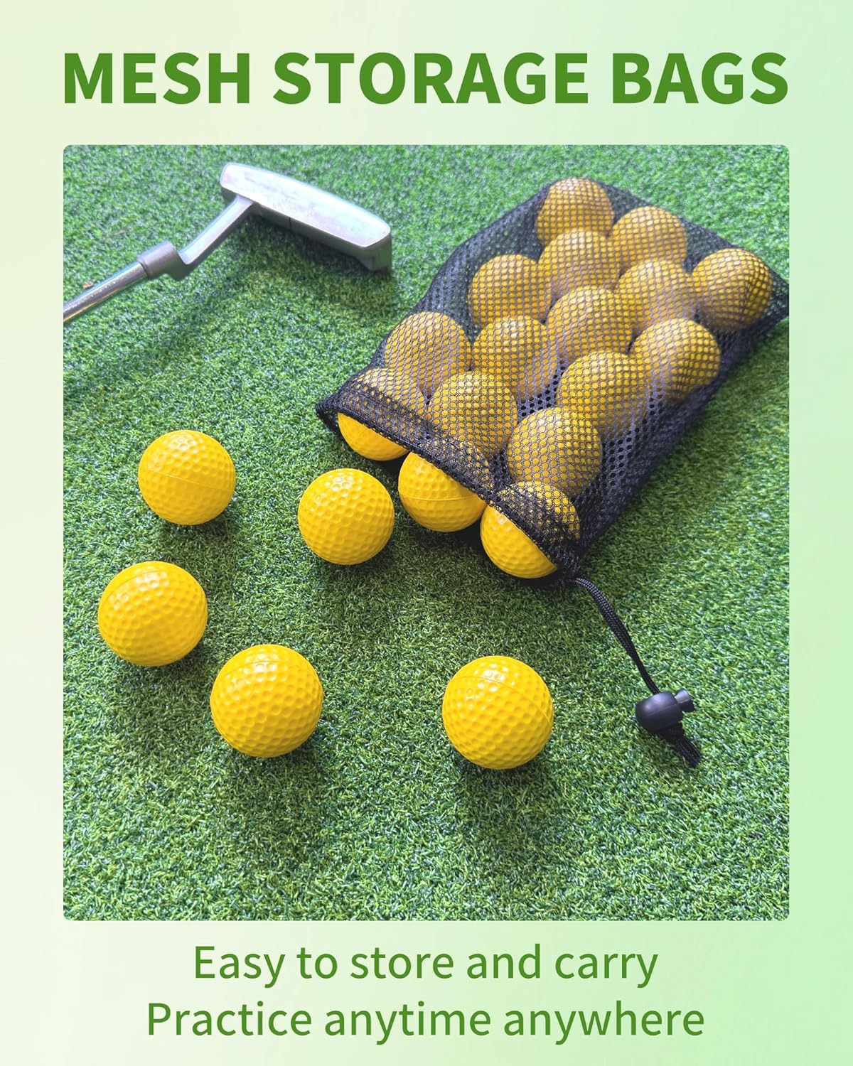 24 Pack Foam Golf Practice Balls,Practice Golf Balls for Backyard,Realistic Feel and Limited Flight Soft Golf Balls for Indoor or Outdoor Training