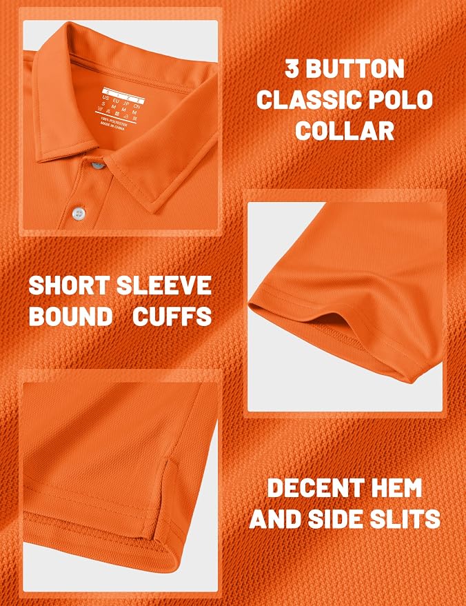 MAGCOMSEN Men's Polo Shirts 3 Buttons Casual Work T Shirts Quick Dry Short - Image 6