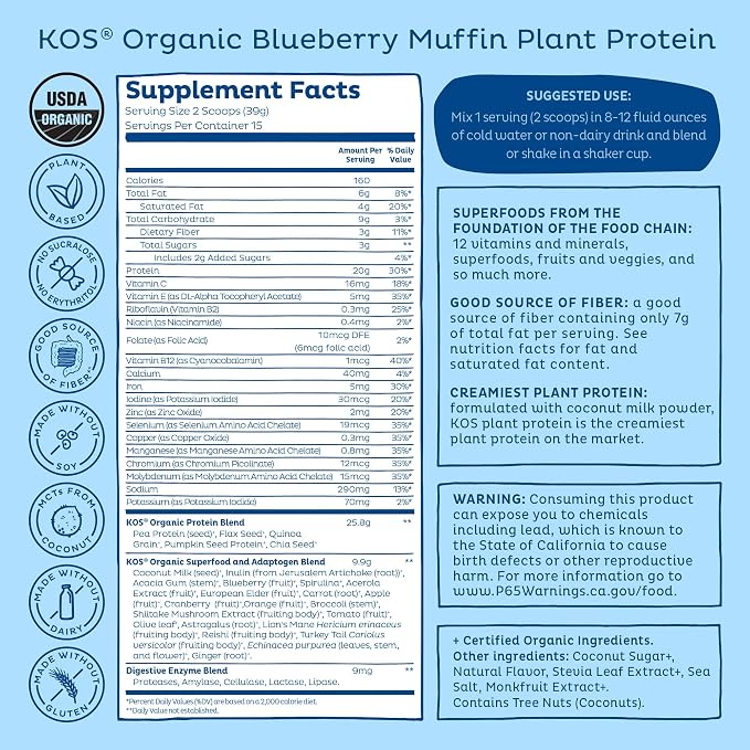 KOS Plant Based Protein Powder, Dairy Free - Image 9