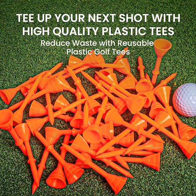 FINGER TEN Unbreakable Golf Tees Plastic 3 1/4 inch Value 50/100 Pack, Low - Image 7