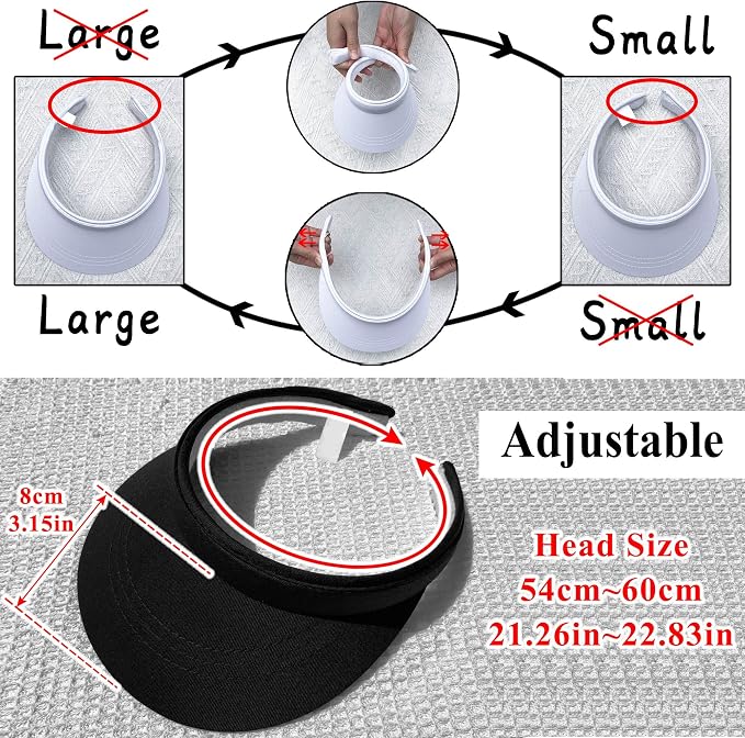 3 Pack Sports Sun Visor Hat Women Men Adjustable Clip On Visors Outdoor Golf - Image 6