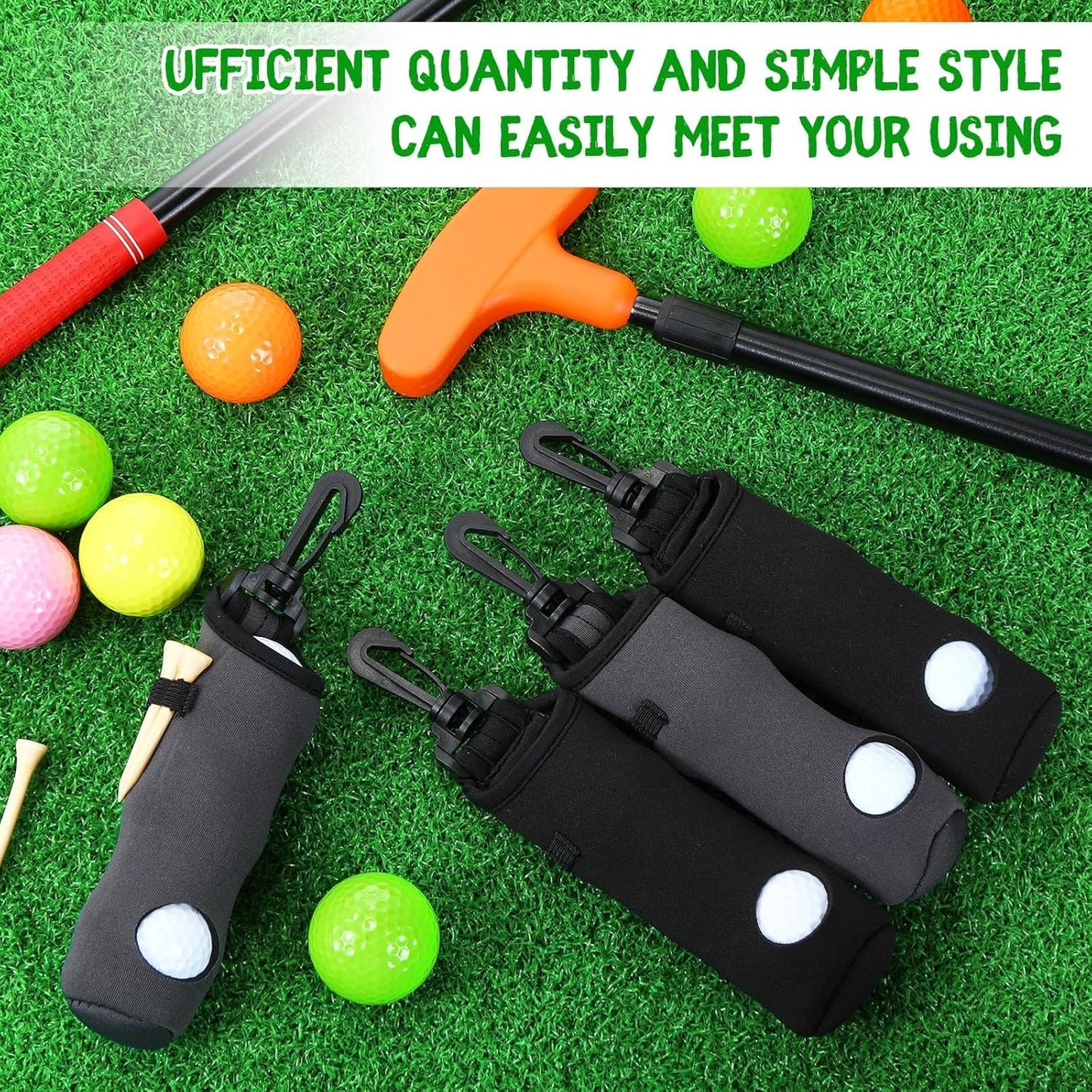 24 Pcs Golf Ball Holder Pouch with Tee Holder Keychain Belt Clip Hook Golf Carry Bag for Women Ladies Man Gifts