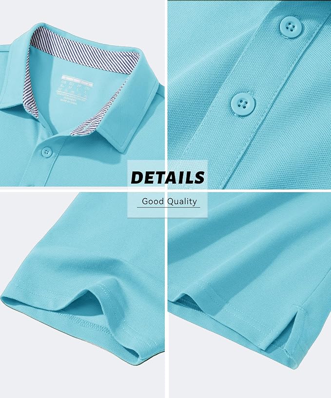 MAGCOMSEN Men's Polo Shirts Short Sleeve Cotton Pique 3 Button Classic Fit - Image 6