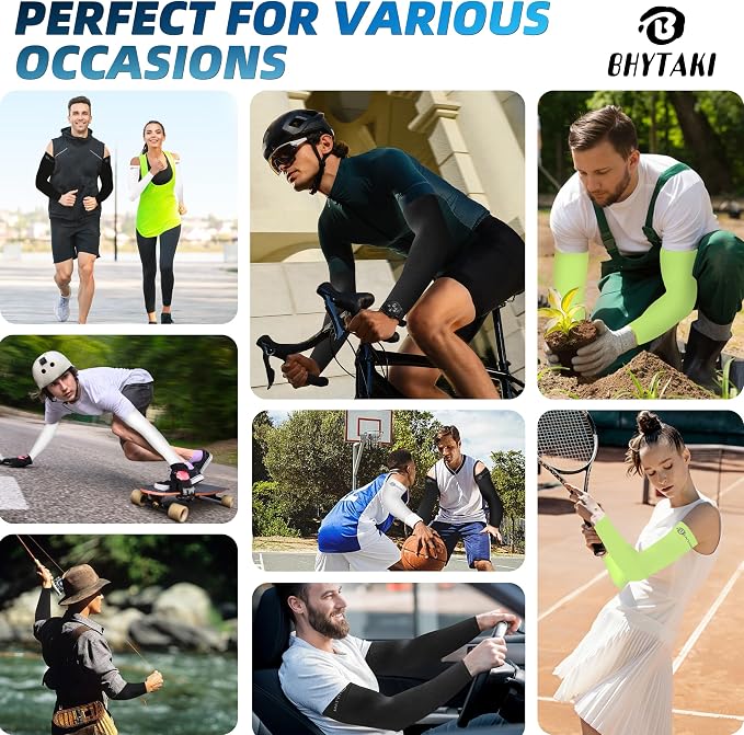 BHYTAKI UV Sun Protection Arm Sleeves, UPF 50 Sports Cooling Arm Compression - Image 7